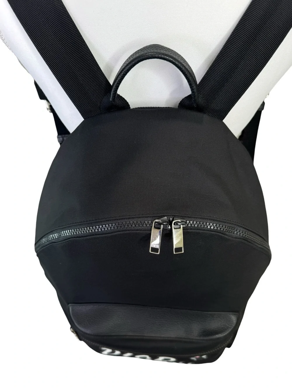 Dior x KAWS Rider Nylon Backpack with Pink Bee Limited Edition 2019 Black Whitw